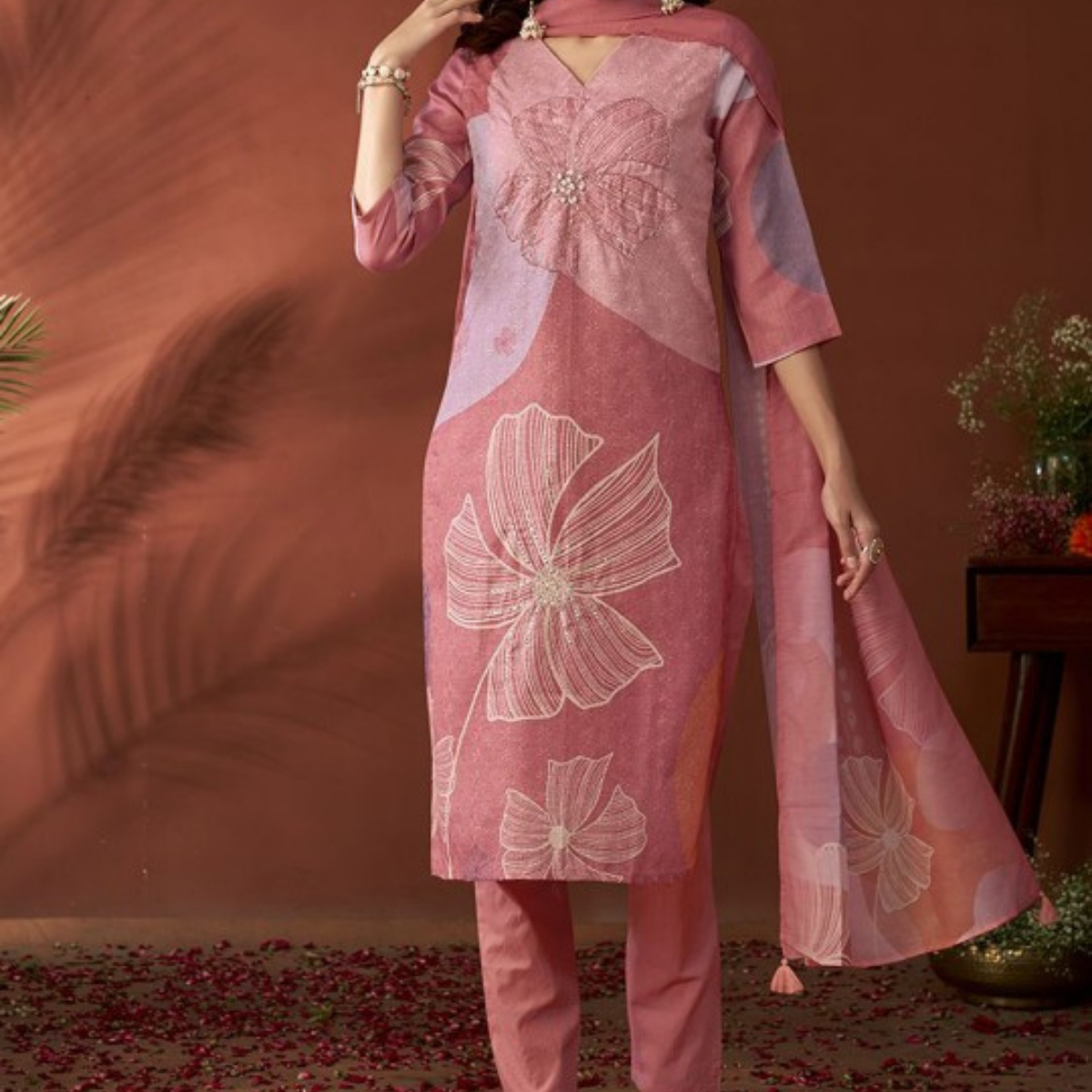 Pack of 3 | Elegant Silk Suit Set for Women | Festive & Party Wear | SS-03