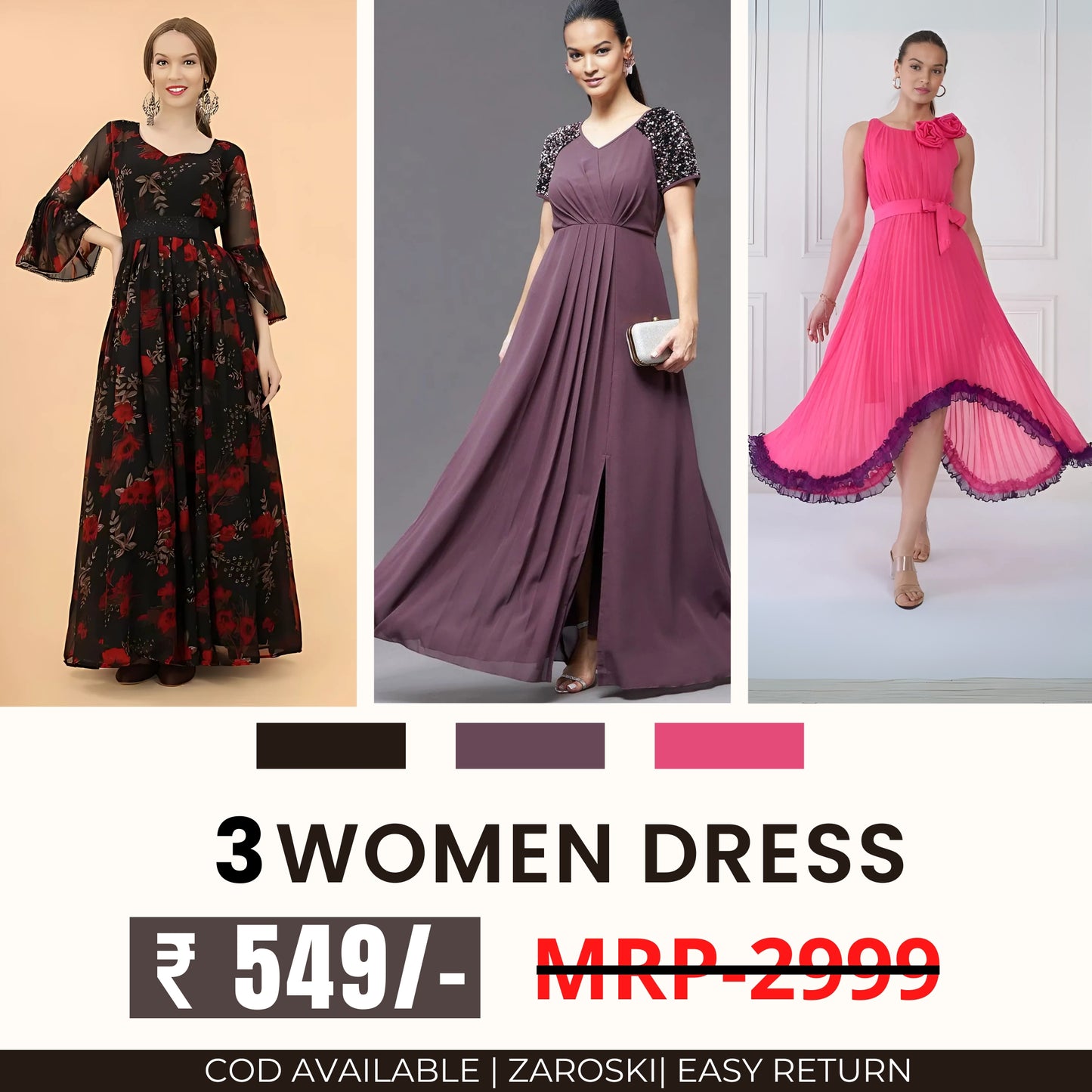 Women’s 3-Pack Dress Set | Step into Style and Comfort | C-061
