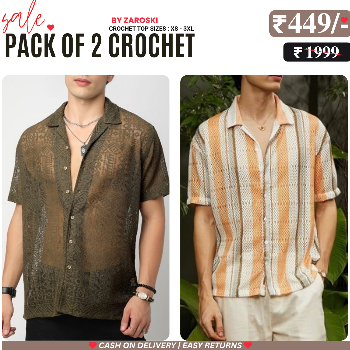 2-Pack Men’s Crochet Shirts | Lightweight and Trendy | CR-10