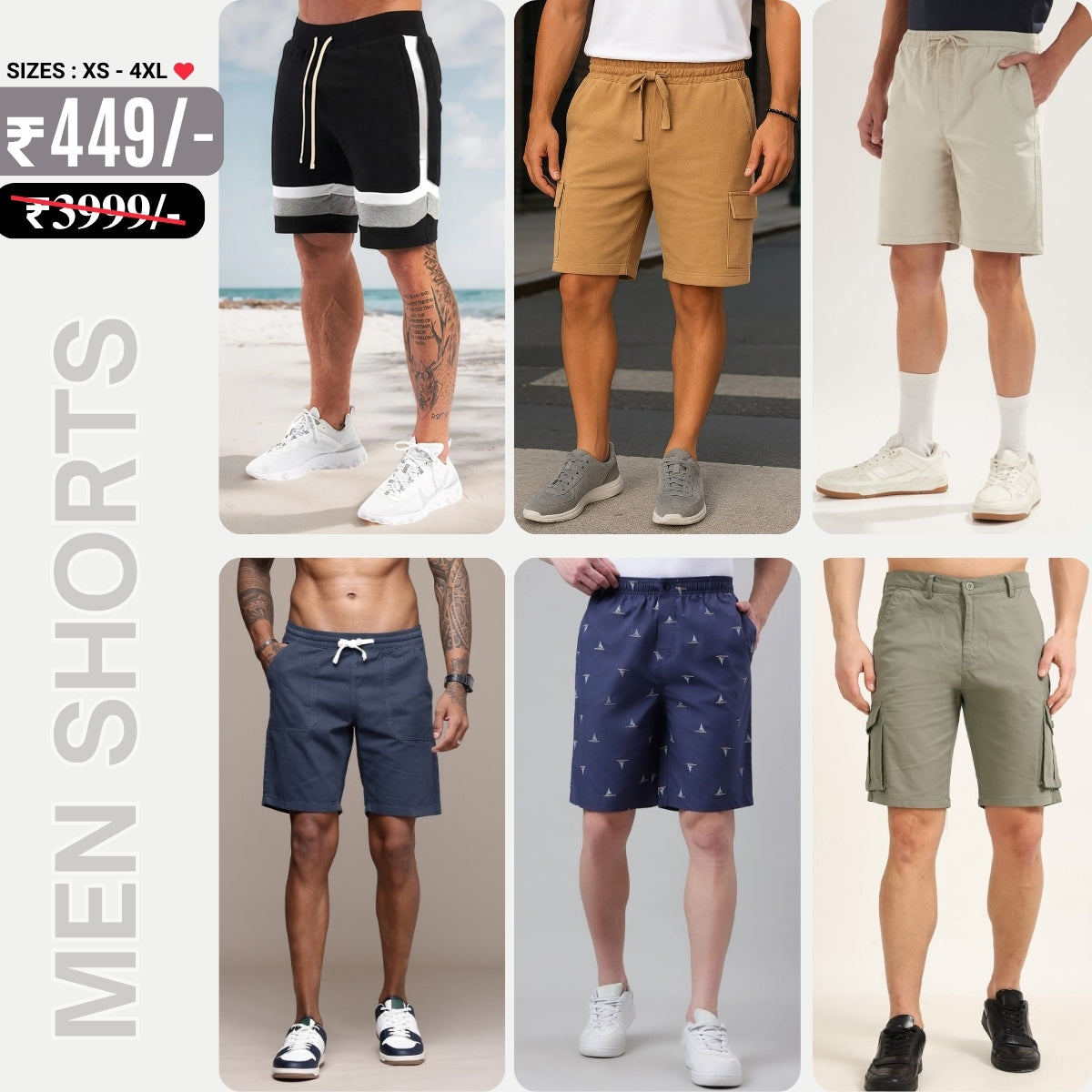 6-Pack Premium Men’s Shorts | Breathable, Stylish, and Comfortable For Summers | ML-10