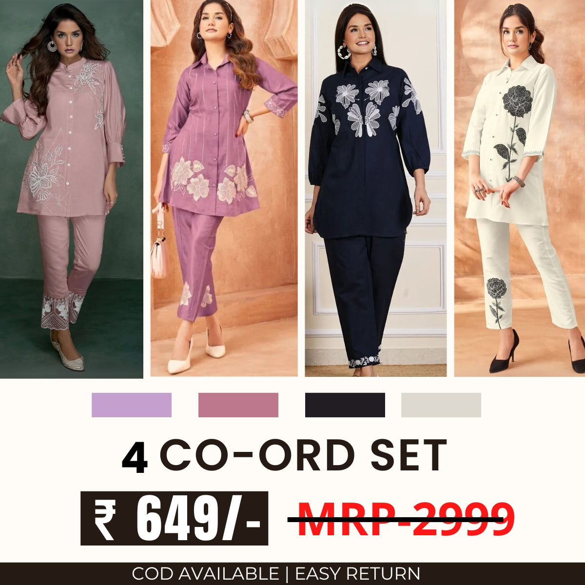 Stylish & Versatile 4 Co-ord Set Combo for Women | CO-26