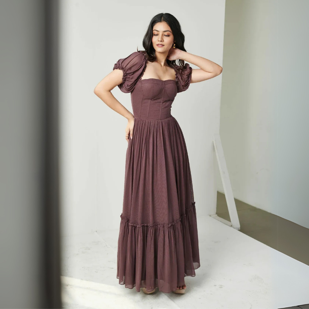 Theresa Wine Georgette Dress | From Day to Night: Versatile Dress Collection | AD-06