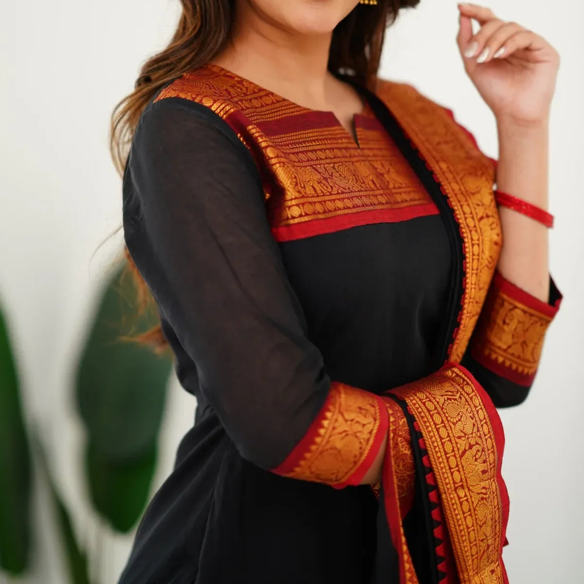 Vibrant Pack of 3 Silk Blend Suit Sets with Dupatta – Magenta, Navy Blue & Black | Sizes XS–3XL | SS-10