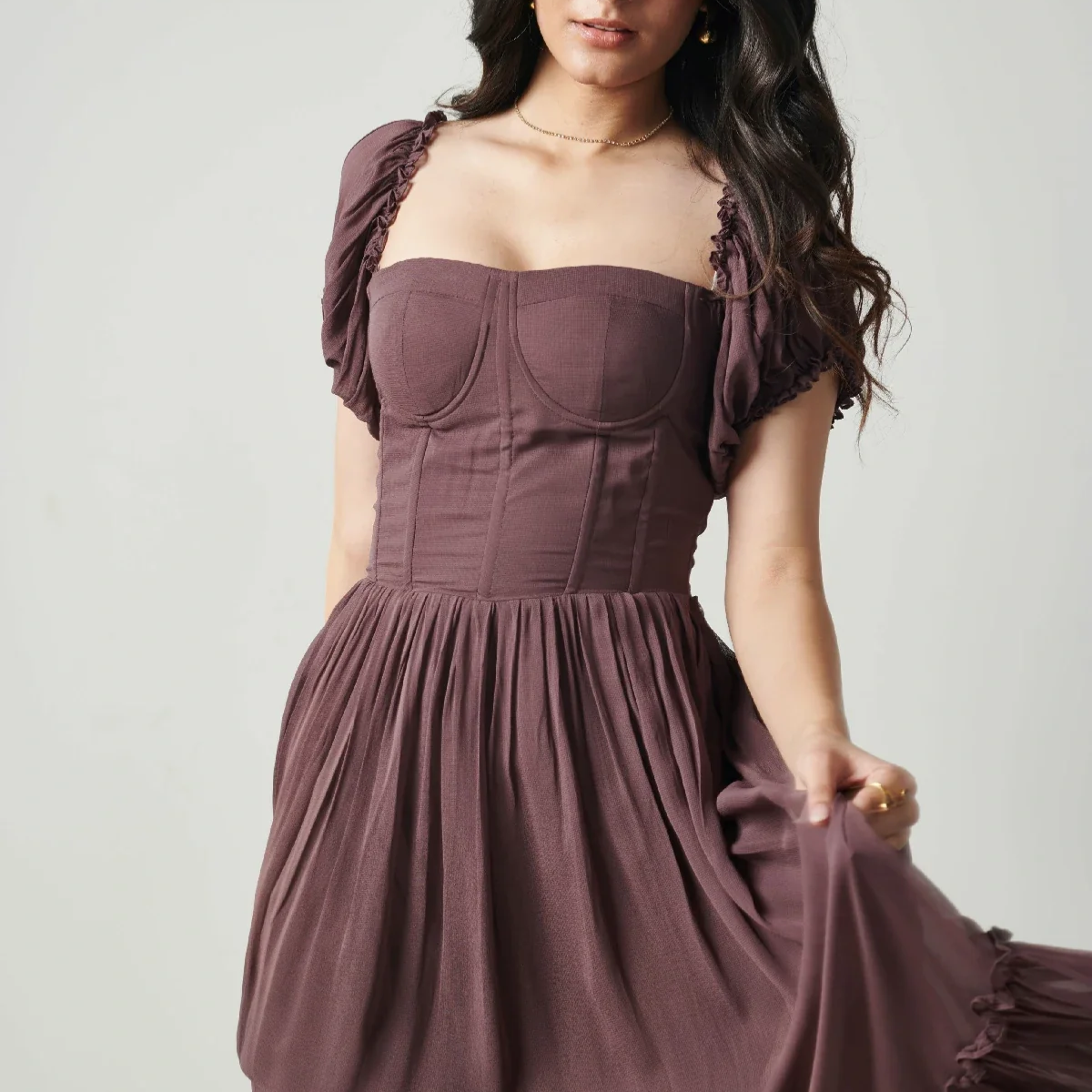 Theresa Wine Georgette Dress | From Day to Night: Versatile Dress Collection | AD-06