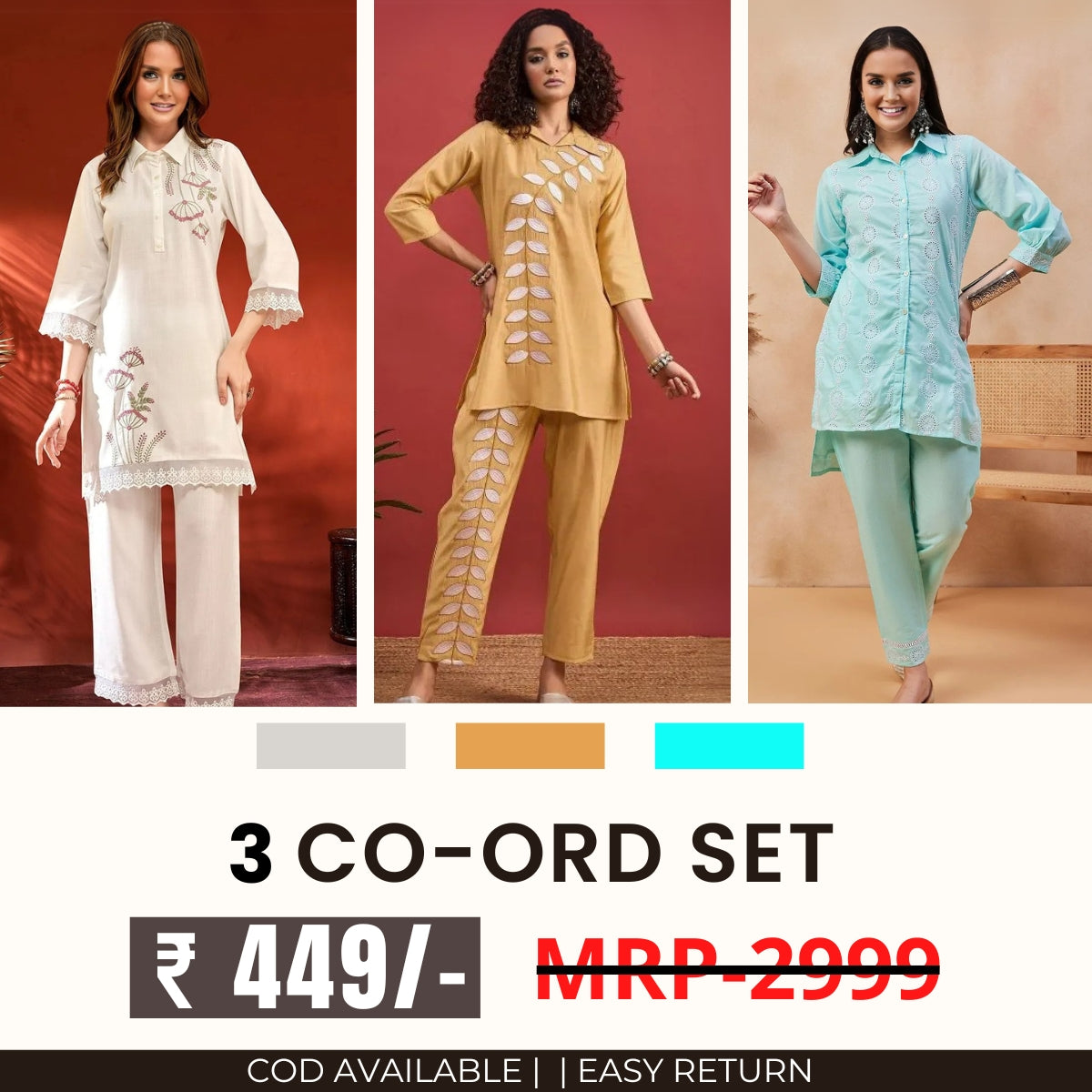 3 Co-ord Set Combo for Women | Stylish & Versatile | CD-18