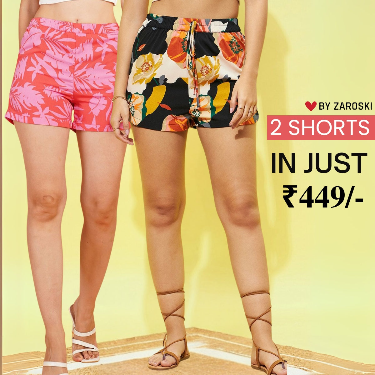 Gorgeous Regular Fit Cotton Shorts for Women | Pack Of 2 | C-021