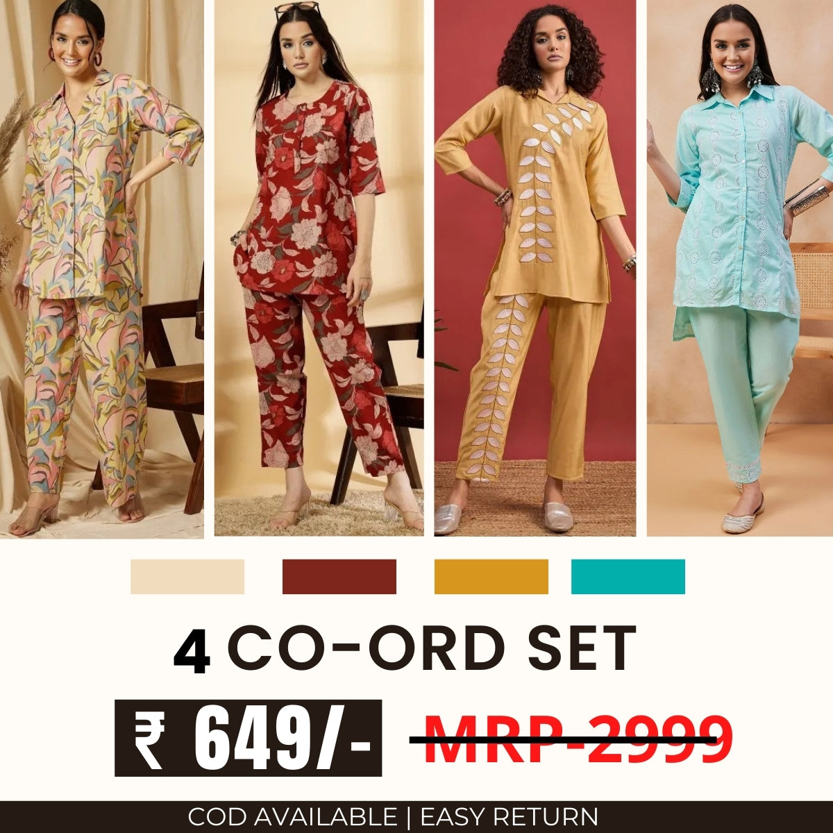 Stylish & Versatile 4 Co-ord Set Combo for Women | CO-40