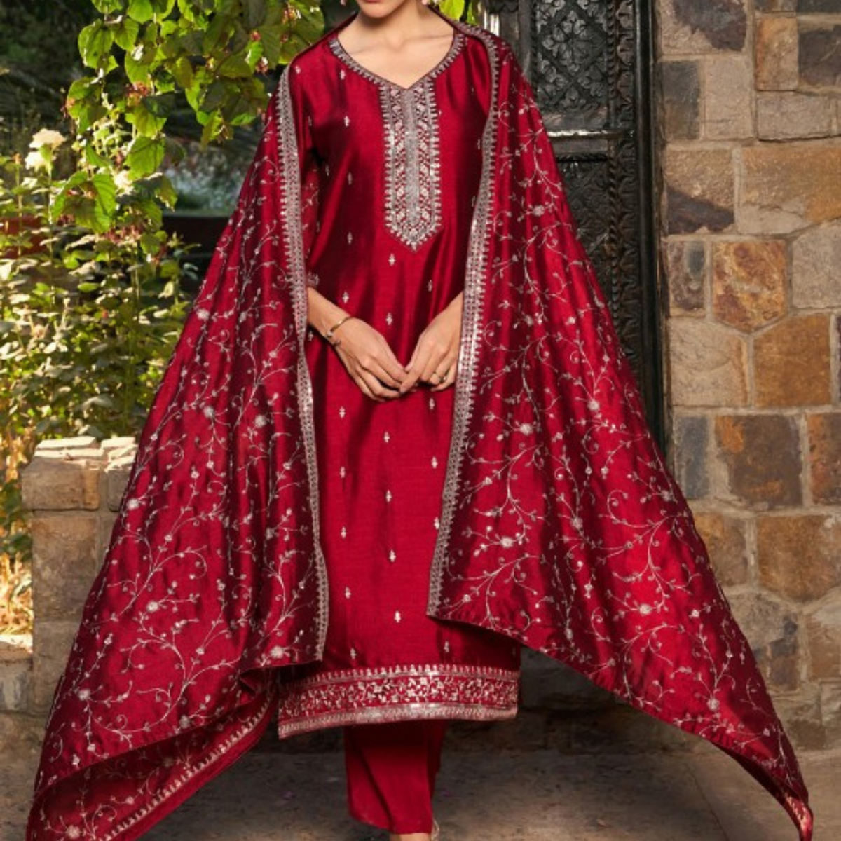 Pack of 3 | Elegant Silk Suit Set for Women | Festive & Party Wear | SS-02