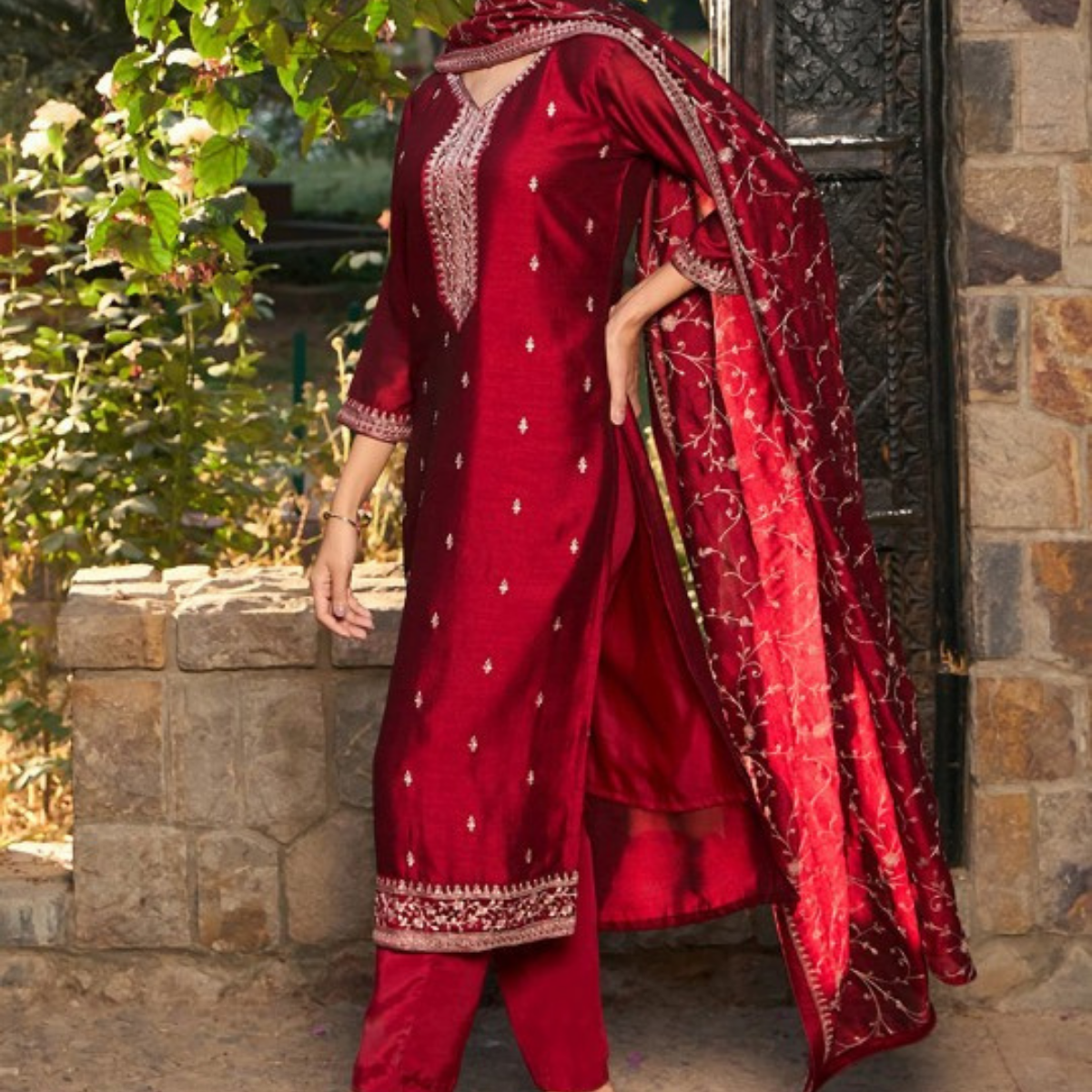 Pack of 3 | Elegant Silk Suit Set for Women | Festive & Party Wear | SS-02