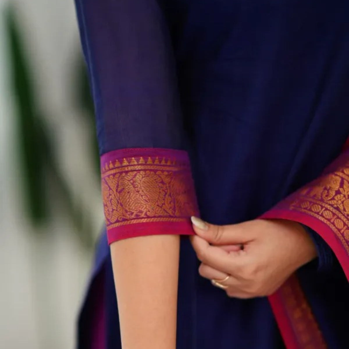 Vibrant Pack of 3 Silk Blend Suit Sets with Dupatta – Purple with Green, Navy Blue with Maroon, and Magenta with Navy Blue | Sizes XS–3XL | SS-06