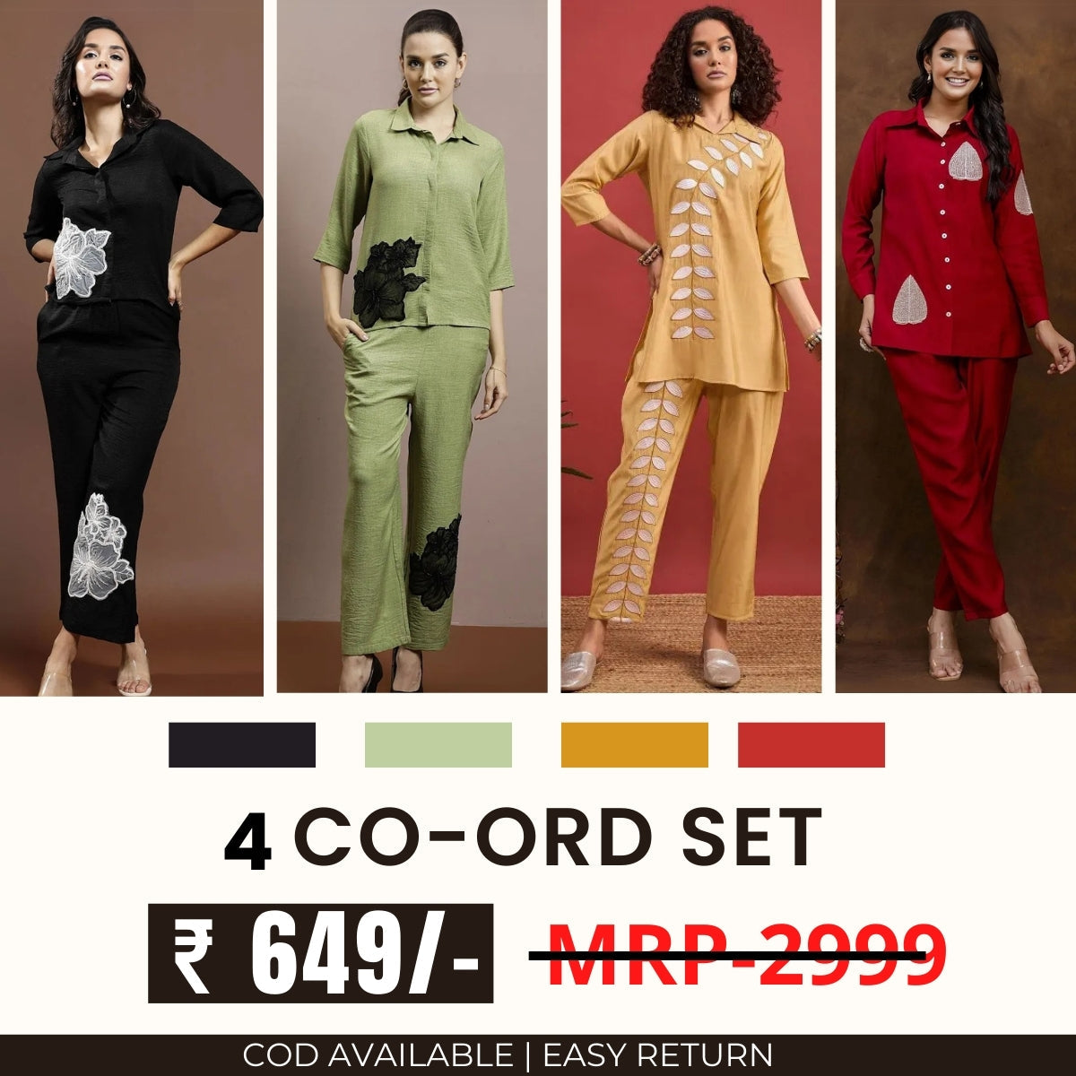 Stylish & Versatile 4 Co-ord Set Combo for Women | CO-38