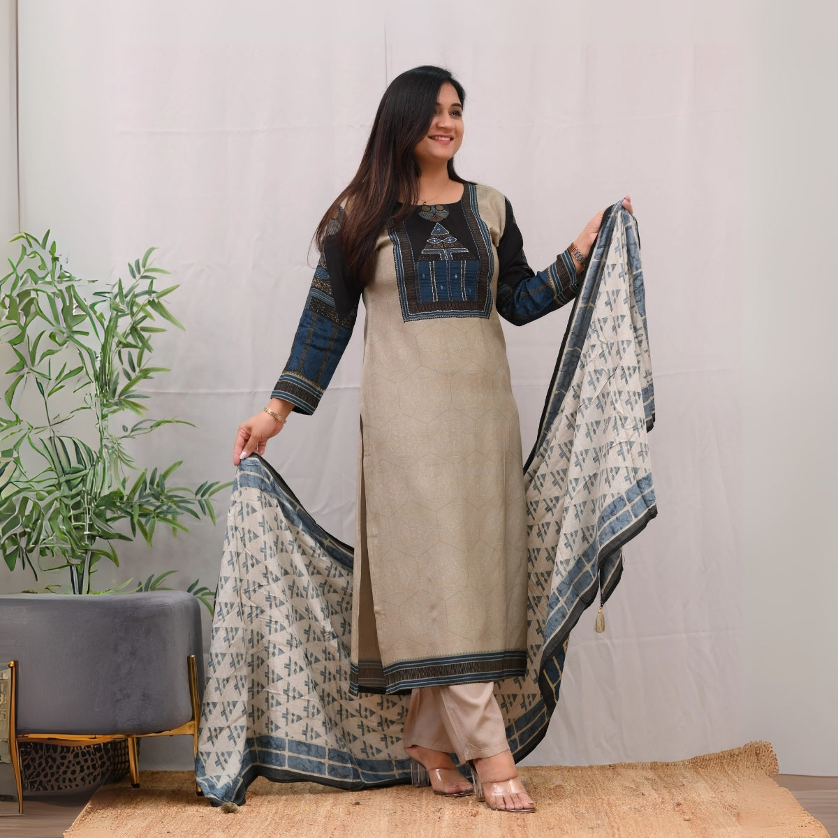 3 Combo Soft Cotton Kurta with Stylish Printed Pants Set For Daily Wear | KSP-09