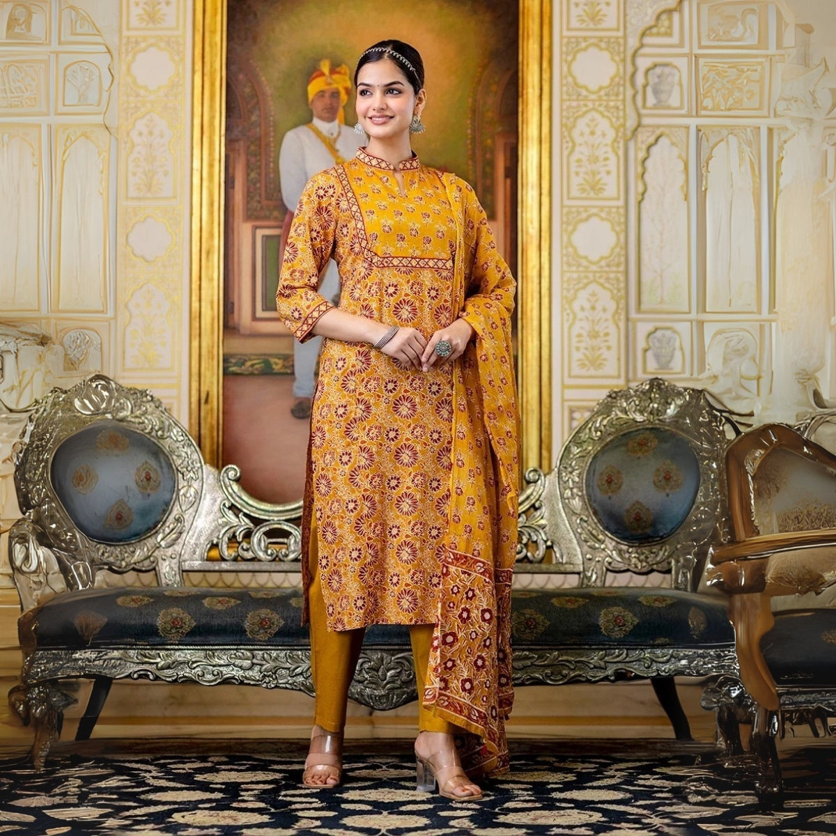 3 Combo Soft Cotton Kurta with Stylish Printed Pants Set For Daily Wear | KSP-06