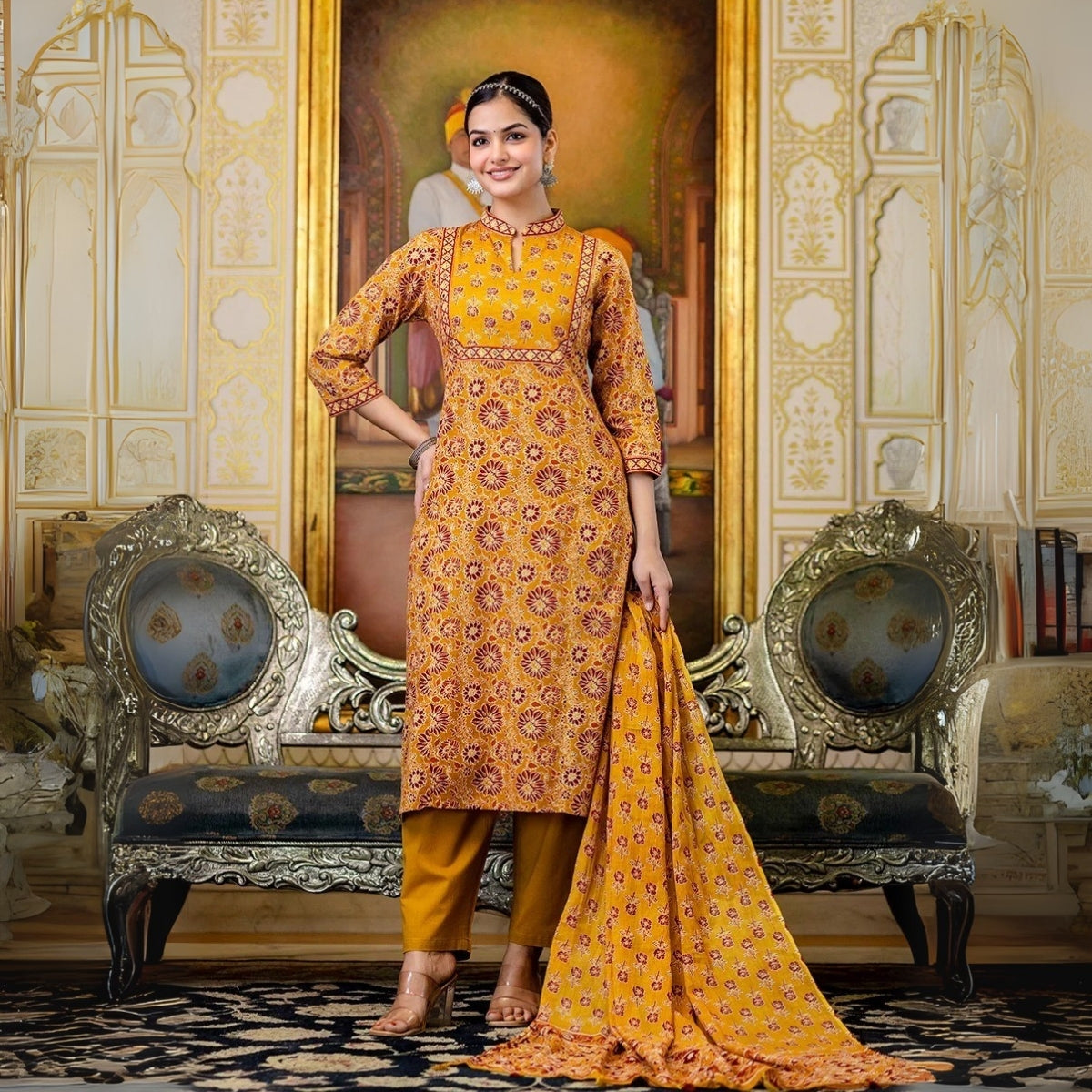 3 Combo Soft Cotton Kurta with Stylish Printed Pants Set For Daily Wear | KSP-06