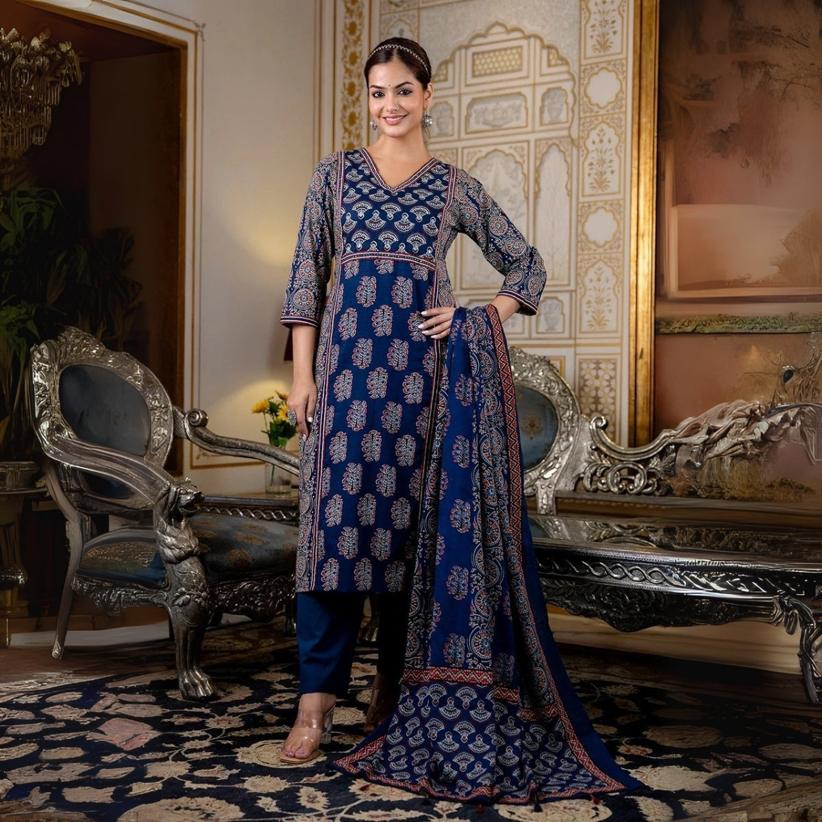 3 Combo Soft Cotton Kurta with Stylish Printed Pants Set For Daily Wear | KSP-06