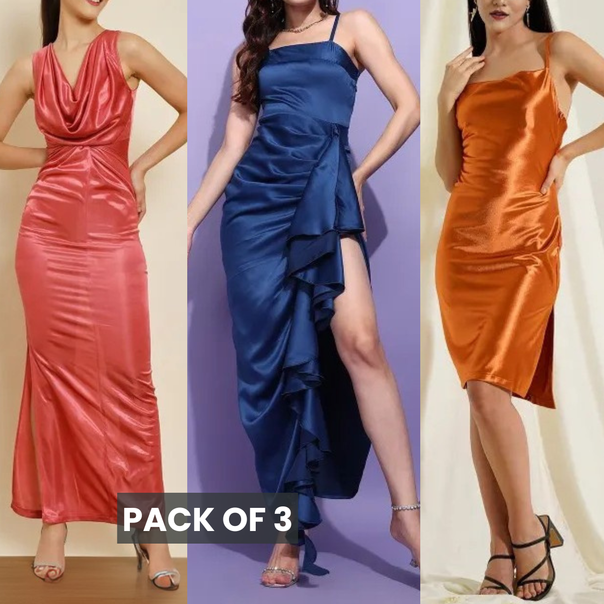 Satin Dress 3 Combo Set | Limited-Time Combo Pack Deal | SC-05