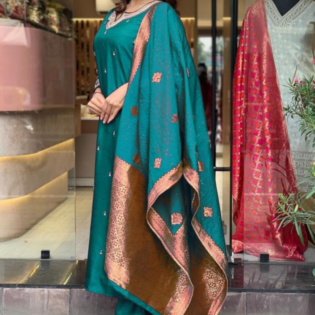 Pack of 3 | Elegant Silk Suit Set for Women | Festive & Party Wear | SS-03