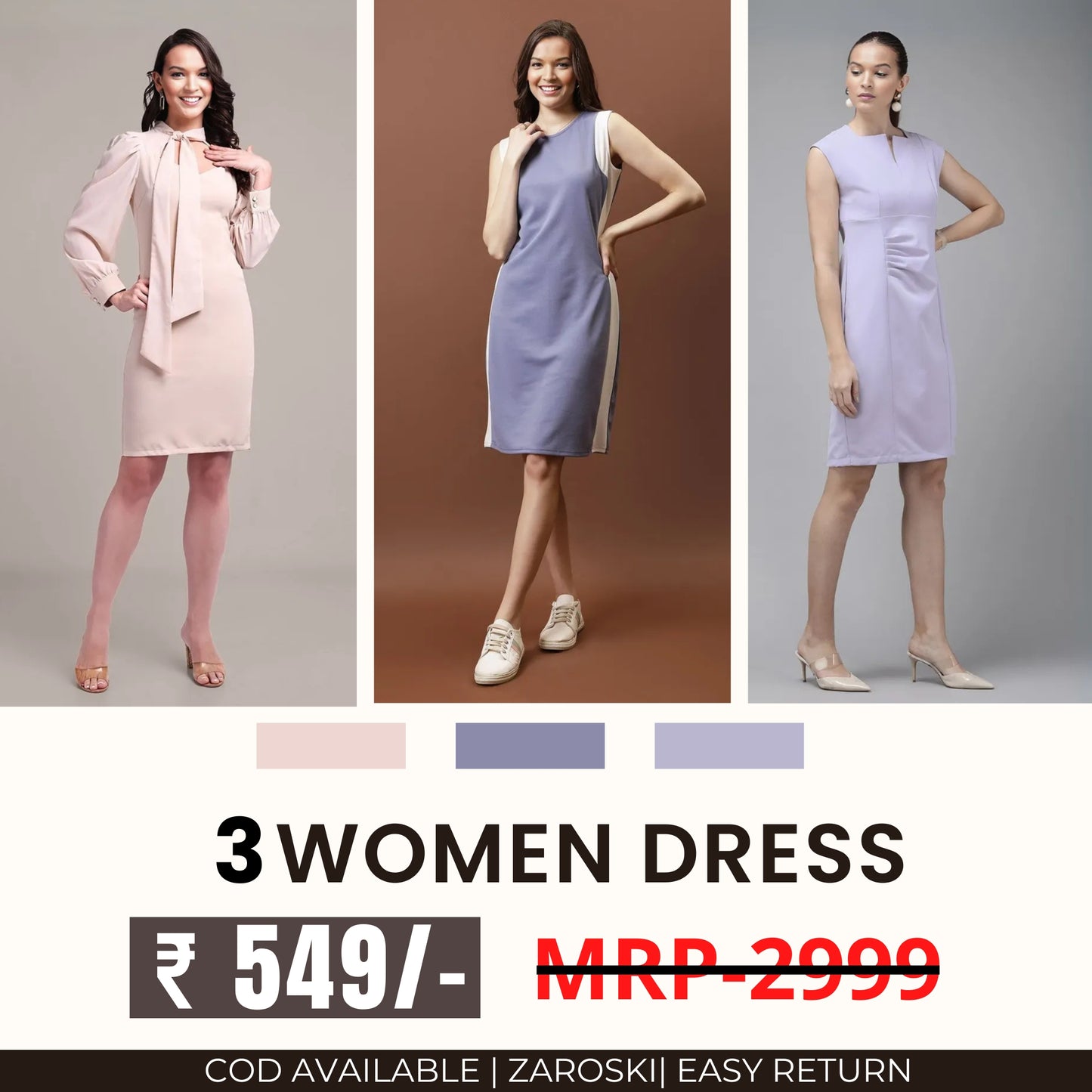 Women’s 3-Pack Dress Set | Step into Style and Comfort | C-058