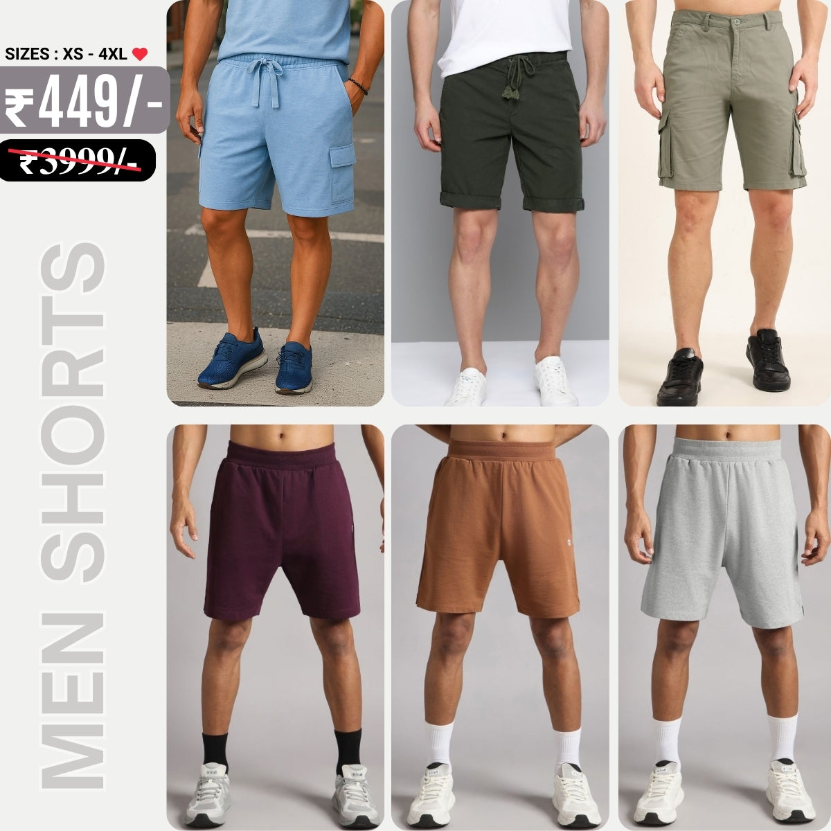 6-Pack Premium Men’s Shorts | Breathable, Stylish, and Comfortable For Summers | ML-07