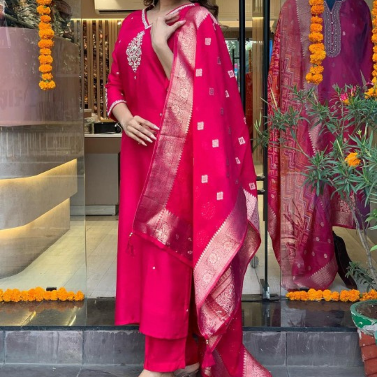 Pack of 3 | Elegant Silk Suit Set for Women | Festive & Party Wear | SS-03
