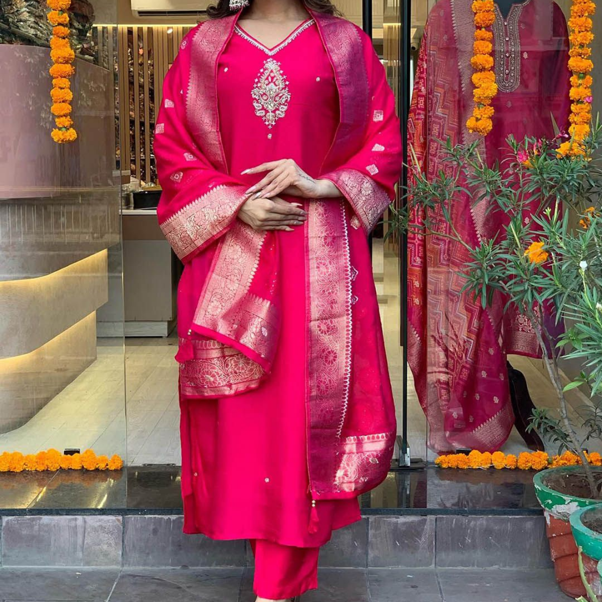 Pack of 3 | Elegant Silk Suit Set for Women | Festive & Party Wear | SS-03