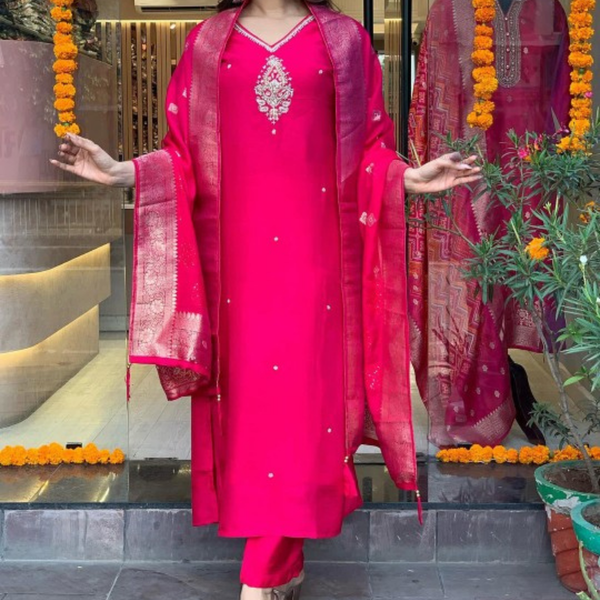 Pack of 3 | Elegant Silk Suit Set for Women | Festive & Party Wear | SS-03