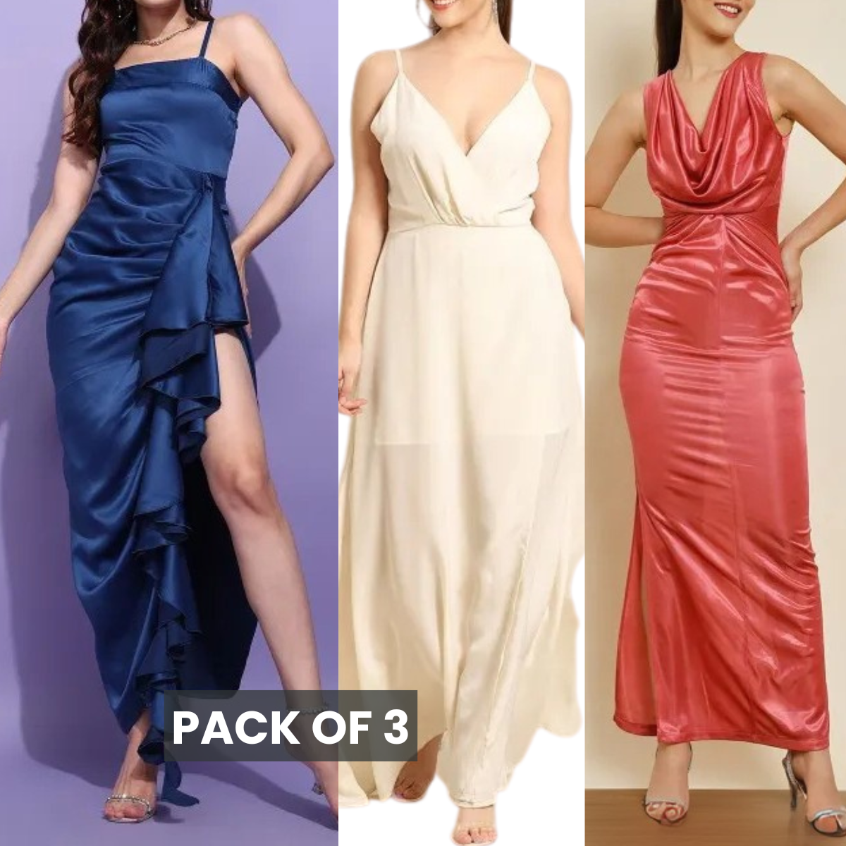 Satin Dress 3 Combo Set | Limited-Time Combo Pack Deal | SC-08