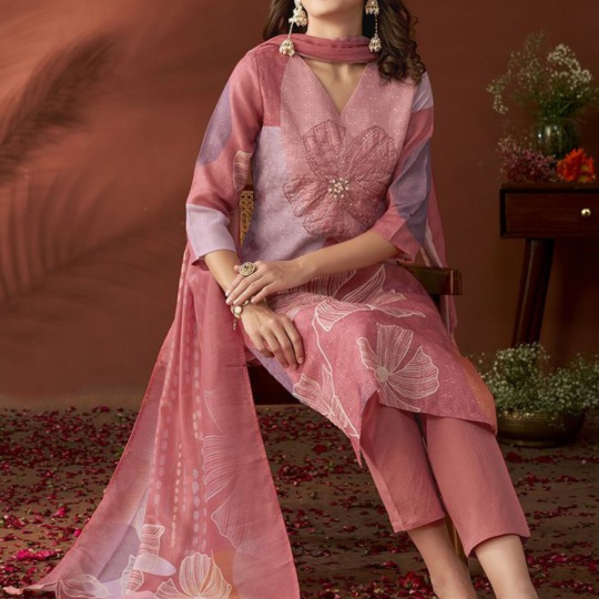 Pack of 3 | Elegant Silk Suit Set for Women | Festive & Party Wear | SS-03