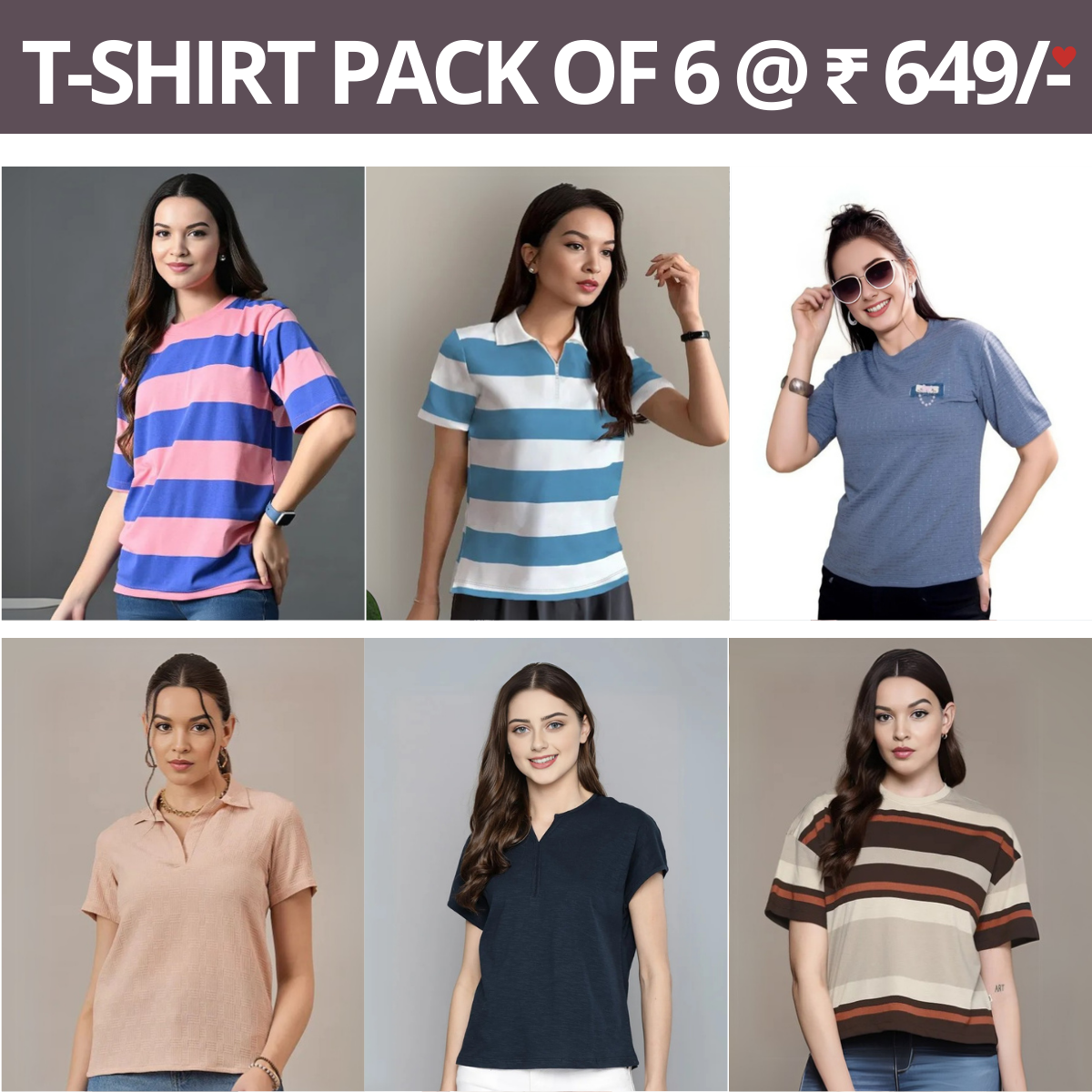 6-Pack of Women’s Tees | Wardrobe Wonders (TSN-09)