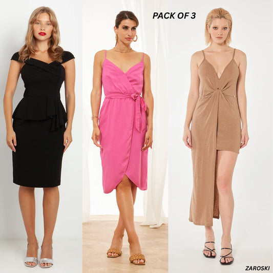 Set of 3 Trendy Western Dresses – Perfect for Work, Parties, and Casual Wear | PD -10