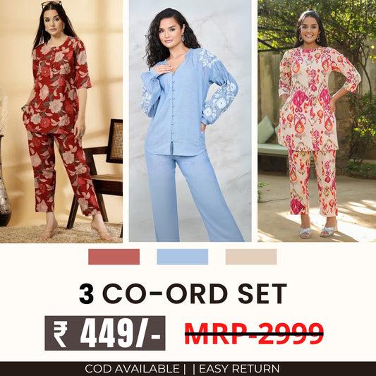 3 Co-ord Set Combo for Women | Stylish & Versatile  | CD-10