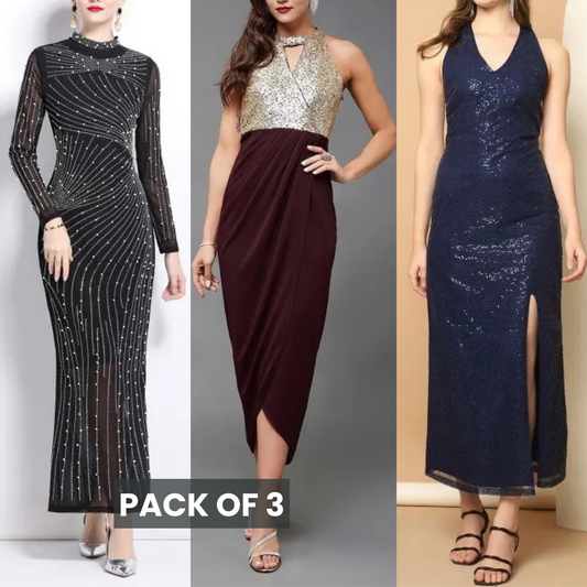 3 Stunning Party Dresses in One Exclusive Combo | Party Perfect | PD-07