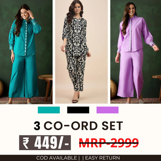 3 Co-ord Set Combo for Women | Stylish & Versatile  | CD-11