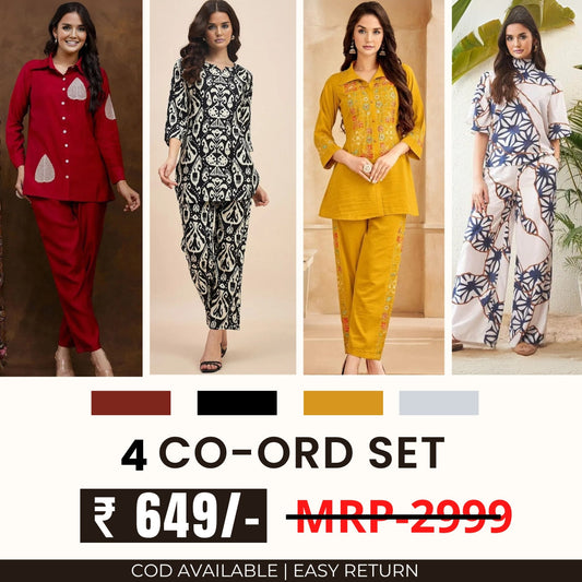 Stylish & Versatile 4 Co-ord Set Combo for Women | CO-30
