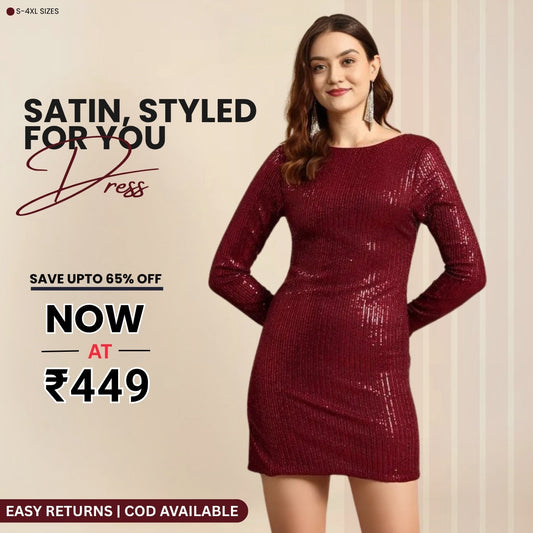 Women’s Mahroon Satin Dress Luxe Looks for Every Occasion | S-11