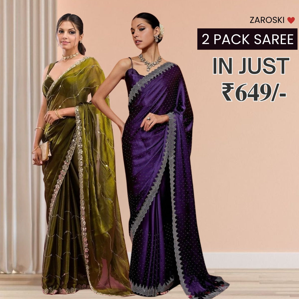 Pack Of 2 Sarees, One Unbeatable Combo in Premium Quality | C-10