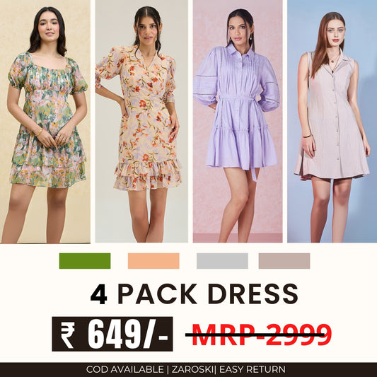 Pack of 4 Women’s Dresses: Chic, Trendy, and Timeless | C-039
