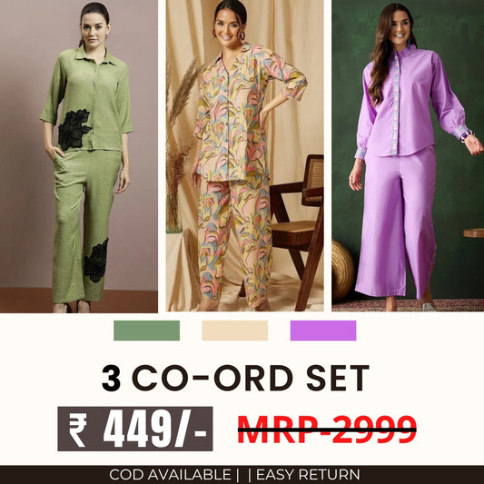 3 Co-ord Set Combo for Women | Stylish & Versatile  | CD-13