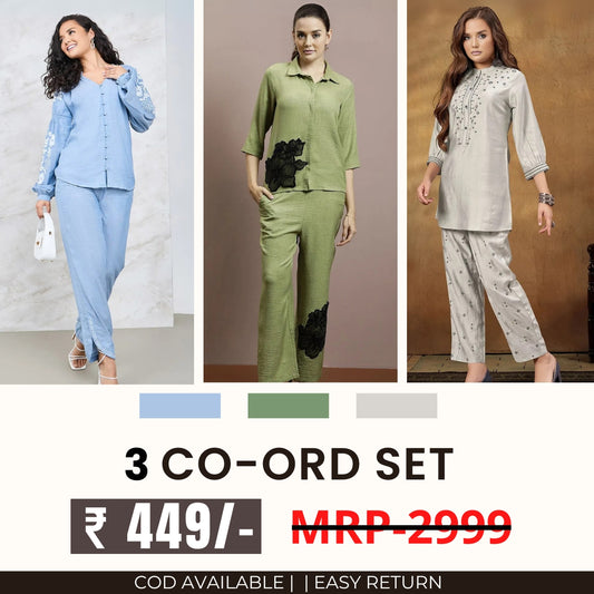 3 Co-ord Set Combo for Women | Stylish & Versatile  | CD-14