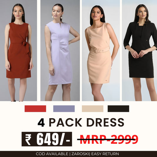 Pack of 4 Women’s Dresses: Chic, Trendy, and Timeless | C-043