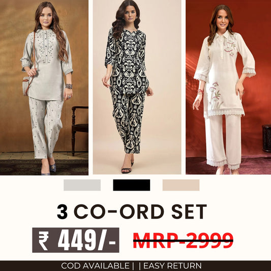 3 Co-ord Set Combo for Women | Stylish & Versatile  | CD-15