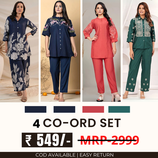 Stylish & Versatile 4 Co-ord Set Combo for Women | C-126