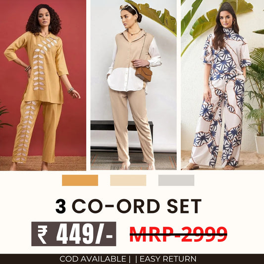 3 Co-ord Set Combo for Women | Stylish & Versatile  | CD-16