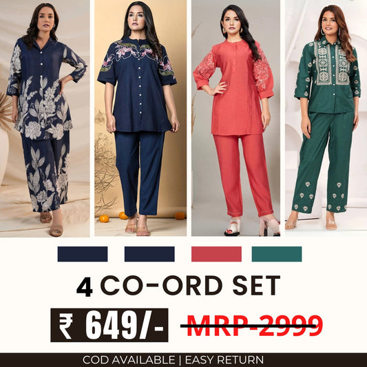 Stylish & Versatile 4 Co-ord Set Combo for Women | CO-25