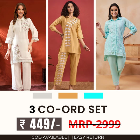 3 Co-ord Set Combo for Women | Stylish & Versatile  | CD-18