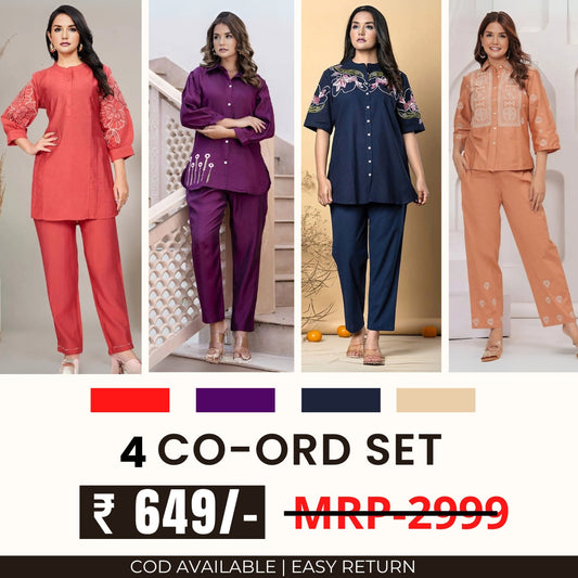 Stylish & Versatile 4 Co-ord Set Combo for Women | CO-23