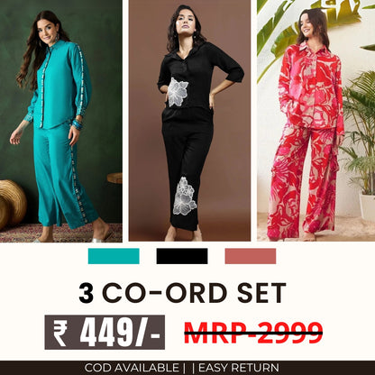 3 Co-ord Set Combo for Women | Stylish & Versatile  | CD-19