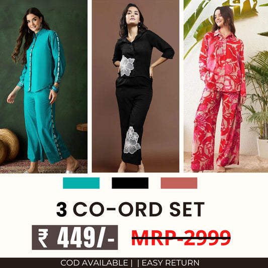 3 Co-ord Set Combo for Women | Stylish & Versatile  | CD-19