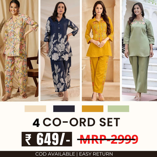 Stylish & Versatile 4 Co-ord Set Combo for Women | CO-22