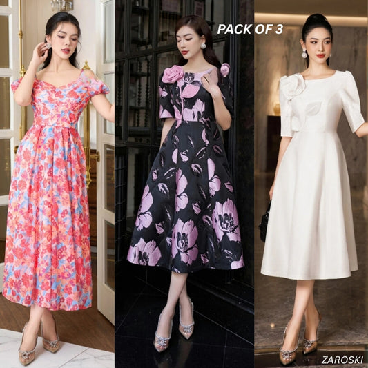 Pack of 3 Fashionable High-Low Hem Western Dress for Evening Celebrations | WD -01